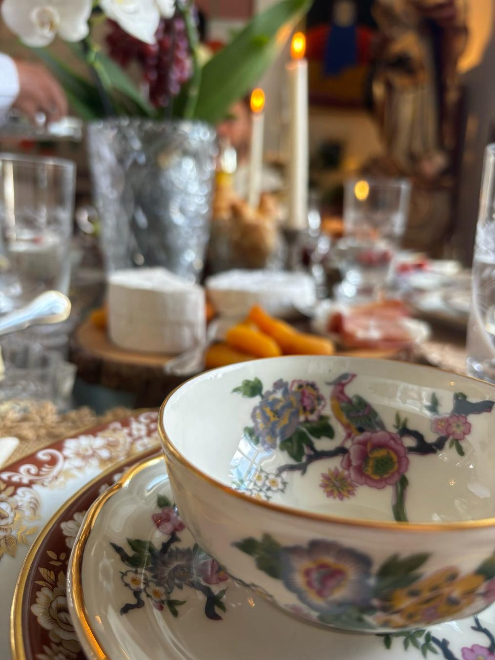 Fine porcelain table setting inside Art House Winterhude
